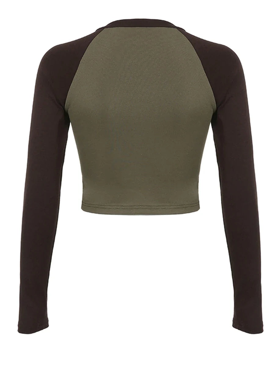 Women Vintage Star Patchwork Crew Neck T-Shirt