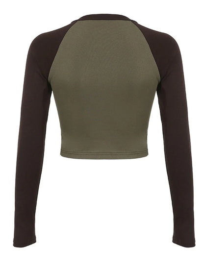 Women Vintage Star Patchwork Crew Neck T-Shirt