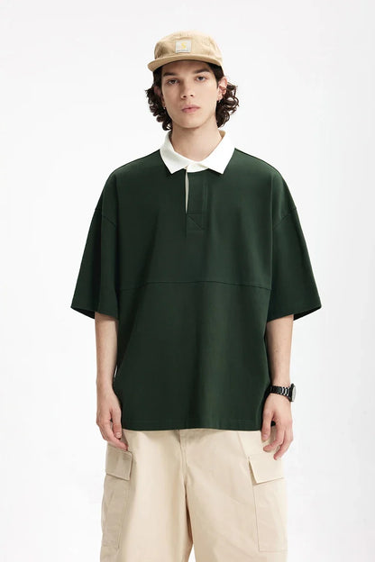 Placket Polo Solid Color T-Shirt