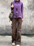 Brown Slim Flare Cargo Jeans