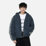 Bold Gradient Warm Denim Hooded Jacket