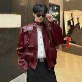 Fashionable Metallic Patchwork Leather Jacket
