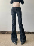 Studded Star Patchwork Denim Cargo Jeans