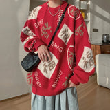 Cozy Chinese Blessing Christmas Knit Sweater