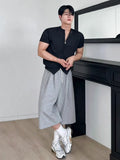 Soft Gray Loose Casual Drawstring Jorts