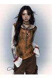 Gothic Patchwork Mesh Long Sleeve T-Shirt