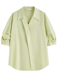 Women Elegant French Style V-Neck Blouse Shirt