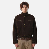 Fashionable High Street Stand Collar Suede Jacket