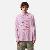 Streetwear Striped Graffiti Print Long Sleeve Shirt