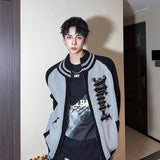 Gothic Letter Printed Star Pattern Knitted Cardigan