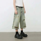Breathable Vintage Ripped Knee Denim Jorts