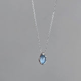 Blue Stone Oval Pendant Necklace