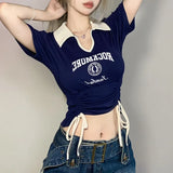 Women Slim Fit Letter Graphic Short Sleeve T-Shirt