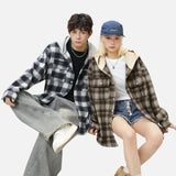 Cozy Color Block Plaid Hooded Flannel Oversized Shirt