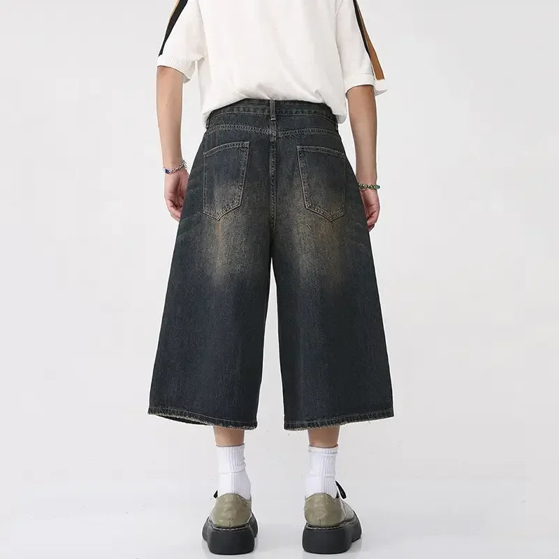 Y2k Vintage Black Wide-leg Jorts