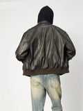Men Vintage Distressed Brown Leather Jacket