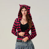 Vintage Red Striped Zip-Up Sweatshirt