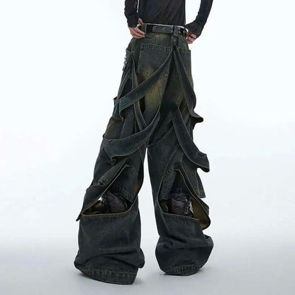 Vintage Patchwork Wornout Hollowed Out Jeans