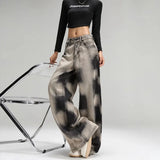 Women Vintage Grey Tie Dye Baggy Jeans