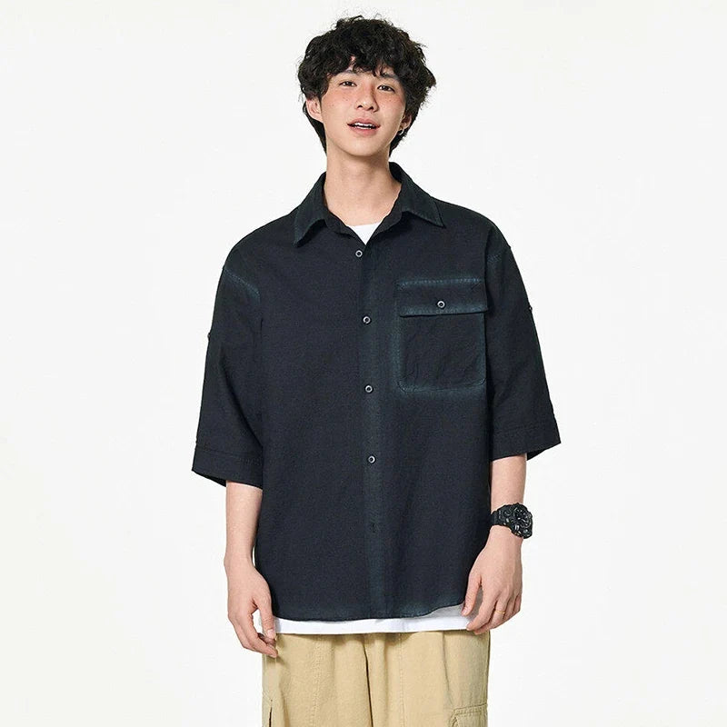 Cloud-Soft Contrast Lapel Casual Shirt