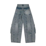 Belted Washed Broken Jeans