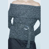 Casual Solid Knitting Slash Neck Sweater