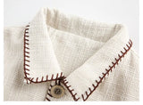 Embroidered Red Cat Garment Linen Jacket