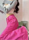 Pink Y2K High Waist Wide Leg Jeans