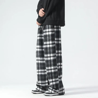 Autumn Fashionable Plaid Wide Leg Sweatpants