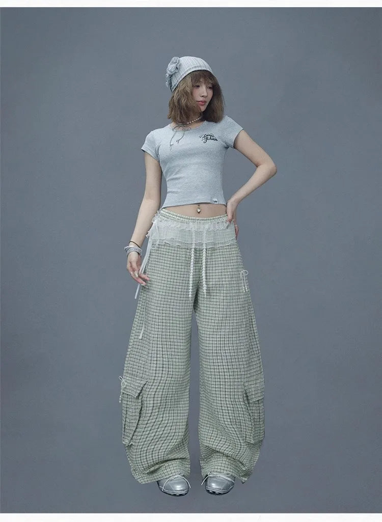 Apricot Pearl Check Dance Pants
