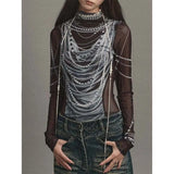 Elegant American Summer Printed Gauze T-shirt