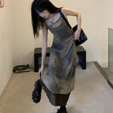 Vintage Tie Dye Mesh Gothic Dress