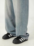 Premium Streetwear Wide Leg Curved Denim Jeans