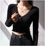 Women Chic Knitted V-Neck Crop Cardigan