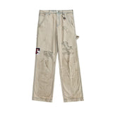 Streetwear Luxury Distressed Ripped Hole Straight Jeans