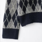 Vintage Argyle Plaid Knitted Casual Sweater