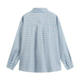Stylish Plaid Long Sleeve Blouse Shirt