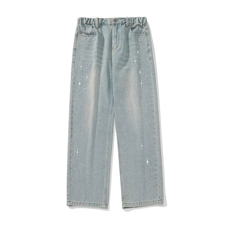 Vintage Star Embroidered Washed Denim Jeans