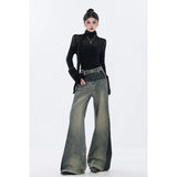 Women Hip Hop Retro High Quality Vintage Blue Jeans