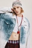 Flattering White Tie Dye Hip Hop Denim Jacket