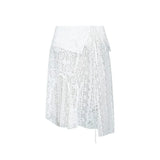Vintage Lace Irregular White Skirt