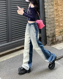 Retro Gradient Patchwork Casual Denim Jeans