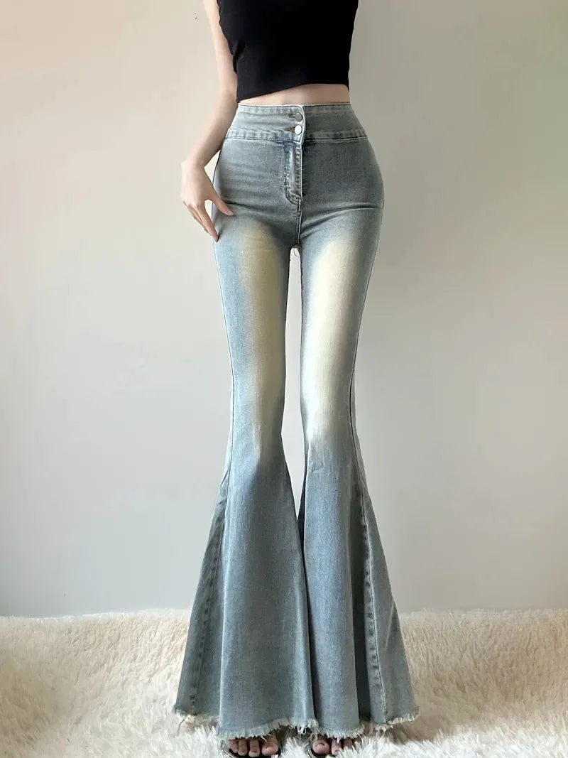 Women Flattering Stretch Flare Jeans