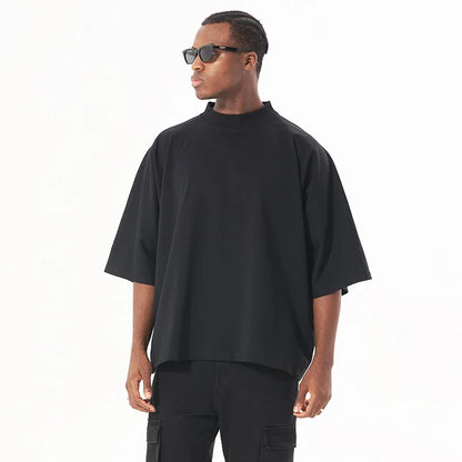 Black Boxy Cropped Hip Hop T-Shirt