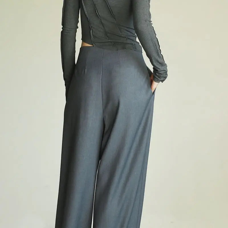 Classic Comfort Draping Effect High Waist Wide Pants