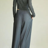 Classic Comfort Draping Effect High Waist Wide Pants