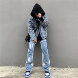 Effortless Cool Patchwork Flare Blue Jeans
