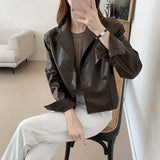 Women Faux Fur Retro Moto Leather Jacket