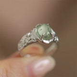 Classic Green Agate Sterling Silver Ring