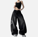 Durable Embroidered Wide Leg Jeans